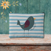 Schattigee vogel met aangepaste naam op blauwe str etui