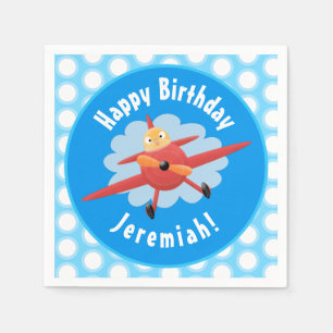 Schattigee vogel vliegen rode vliegtuig cartoon ge servet