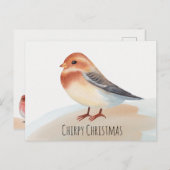 Schattigee vogel Vrolijk Kerstfeest waterverf Chir Feestdagenkaart (Voorkant / Achterkant)
