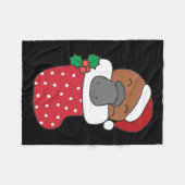 Schattigee vogelbekdieren in kerstkousen voor Kers Fleece Deken (Voorkant (Horizontaal))