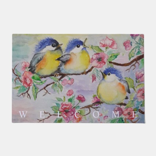 Schattigee Vogeldeurmat Mooie mussen Deurmat (Voorkant)