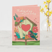 Schattigee vogelhuisbloemen Moederdag Kaart voor t (Gele Bloem)