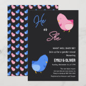 Schattigee vogeljongen of meisje gender reveal par kaart (Voorkant / Achterkant)