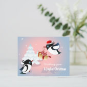 Schattigee vogelkerstcadeau feestdagenkaart (Staand voorkant)