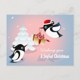 Schattigee vogelkerstcadeau feestdagenkaart