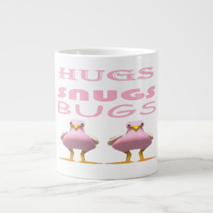 Schattigee vogelkleur roze met liefdesboodschap grote koffiekop