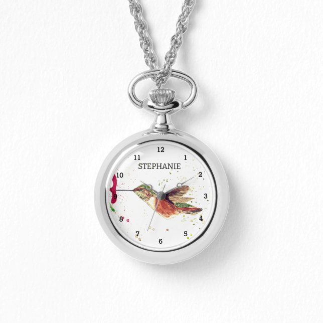 Schattigee Vogelkolibrie Bloem Colibri Natuur Horloge (Voorkant)
