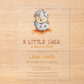 Schattigee vogelkuiken op het punt om Baby shower  Acryl Uitnodigingen (Voorkant)