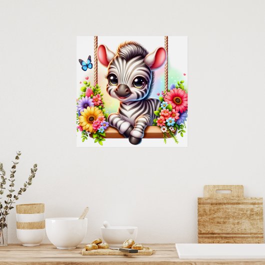 Schattigee vogelkwekerij zebra poster (Keuken)