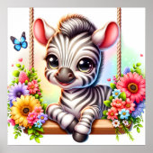 Schattigee vogelkwekerij zebra poster (Voorkant)