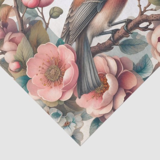 Schattigee vogelliefhebbers bloemen decoupage tissuepapier (Detail)