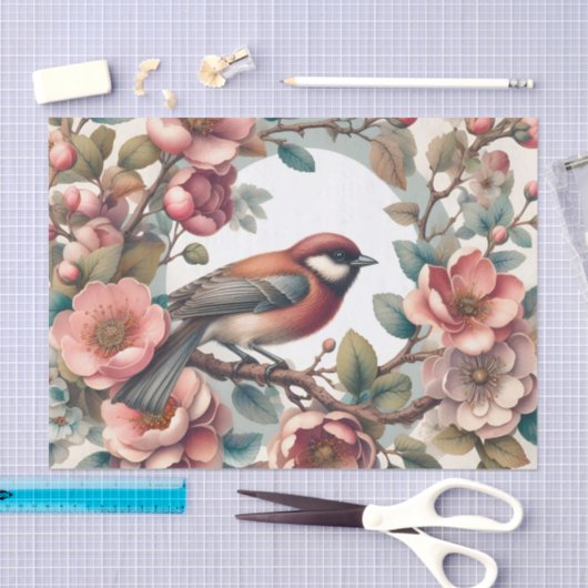 Schattigee vogelliefhebbers bloemen decoupage tissuepapier (Craft)