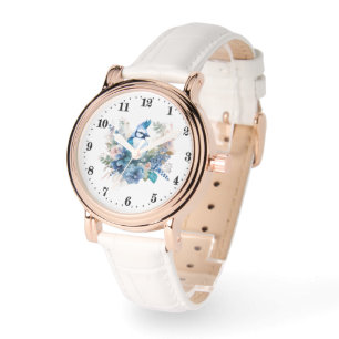 Schattigee Vogelliefhebbers bloemen Horloge