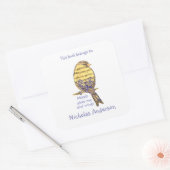 Schattigee Vogelmuziek geven Wings Quote Bookplate Vierkante Sticker (Envelop)