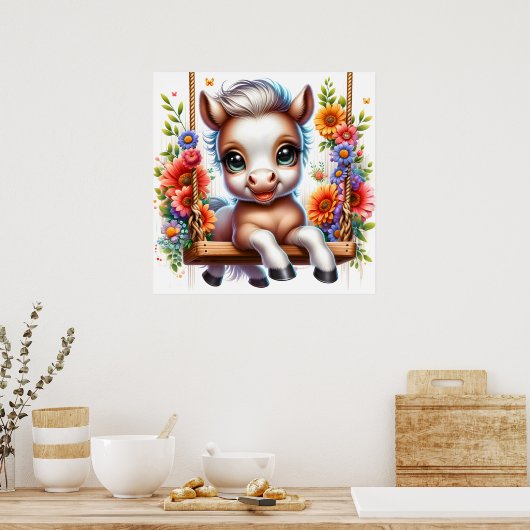 Schattigee vogelpaardenkwekerij poster (Keuken)