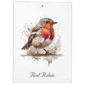 Schattigee vogelrode robin in waterverf aanpasbaar klembord (Achterkant)