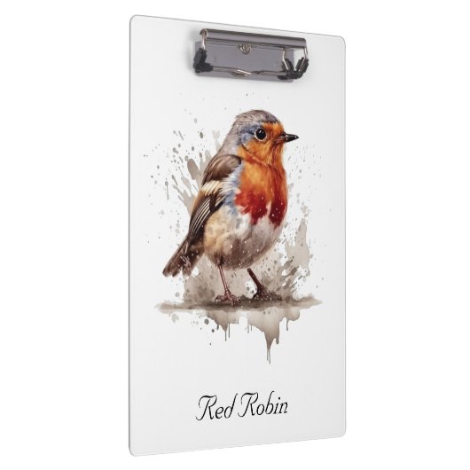 Schattigee vogelrode robin in waterverf aanpasbaar klembord (Rechts)
