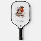Schattigee vogelrode robin in waterverf aanpasbaar pickleball paddle (Voorkant)