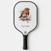 Schattigee vogelrode robin in waterverf aanpasbaar pickleball paddle (Achterkant)