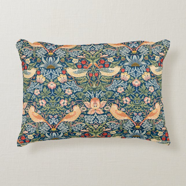 Schattigee vogels, aardbeiendief  kunst accent kussen (Voorkant)