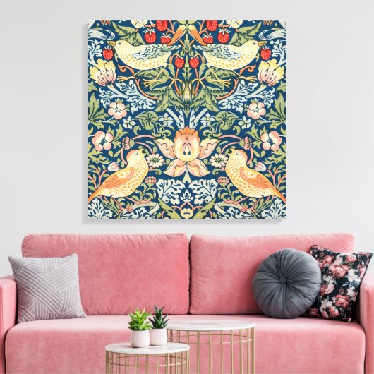 Schattigee vogels, aardbeiendief  kunst canvas afdruk (Insitu (Woonkamer))