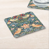 Schattigee vogels, aardbeiendief  kunst kartonnen onderzetters (Schuin)