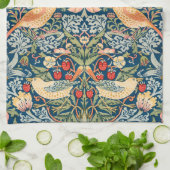 Schattigee vogels, aardbeiendief kunst theedoek (Gevouwen)