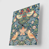 Schattigee vogels, aardbeiendief kunst vierkante klok (Hoek)