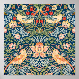 Schattigee vogels, aardbeiendieven  kunst poster