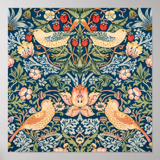 Schattigee vogels, aardbeiendieven  kunst poster (Voorkant)