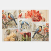 Schattigee Vogels & Bloemen  geïnspireerd Inpakpapier Vel (Voorkant 3)