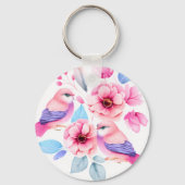 Schattigee Vogels en  Bloemen Sleutelhanger (Achterkant)