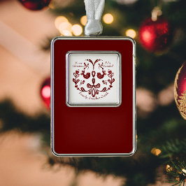 Schattigee vogels in Bourgondië Spaans tweetalig Verzilverd Omlijst Ornament