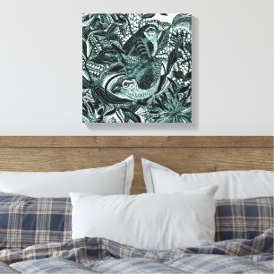 Schattigee vogels in het bos  kunst canvas afdruk