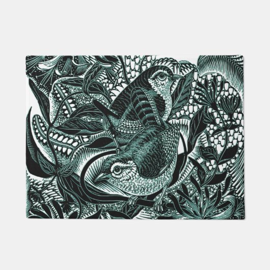 Schattigee vogels in het bos  kunst deurmat (Voorkant)