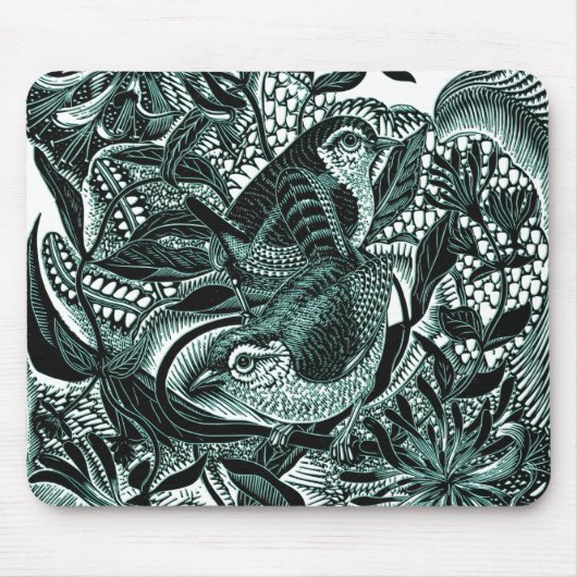 Schattigee vogels in het bos kunst muismat (Voorkant)