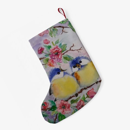 Schattigee vogels kerstkous kleine kerstsok (Achterkant (Hangend))