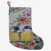 Schattigee vogels kerstkous kleine kerstsok (Voorkant)
