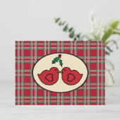 Schattigee Vogels Kerstvakantie Uitnodigingen (Staand voorkant)