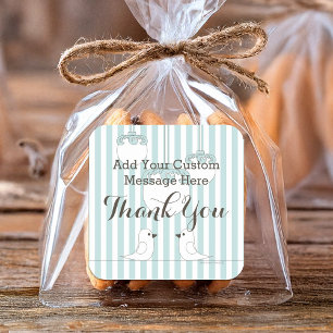 Schattigee Vogels Kids Verjaardag / Baby shower Fa Vierkante Sticker