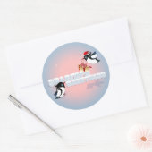 Schattigee Vogels met Kerstcadeau Ronde Sticker (Envelop)