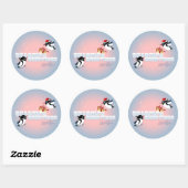 Schattigee Vogels met Kerstcadeau Ronde Sticker (Vel)