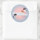 Schattigee Vogels met Kerstcadeau Ronde Sticker (Tas)