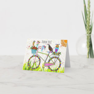 Schattigee vogels op een fietstocht Wenskaart Bedankkaart