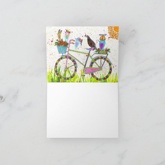 Schattigee vogels op een fietstocht Wenskaart Bedankkaart