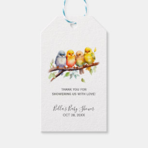 Schattigee Vogels op Tree Branch Baby shower Cadeaulabel