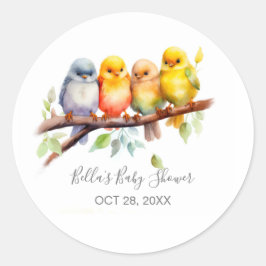Schattigee Vogels op Tree Branch Baby shower Ronde Sticker