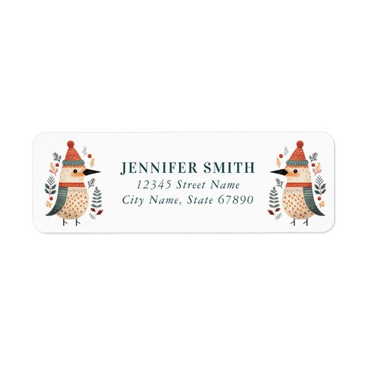 Schattigee Vogels Retour Adreslabels Etiket (Voorkant)