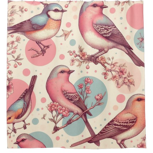 Schattigee Vogels  Schilderij Douchegordijn (Voorkant)