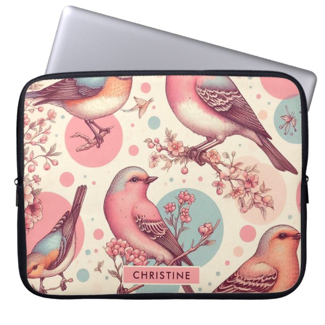 Schattigee Vogels  Schilderij Laptop Sleeve (Voorkant)
